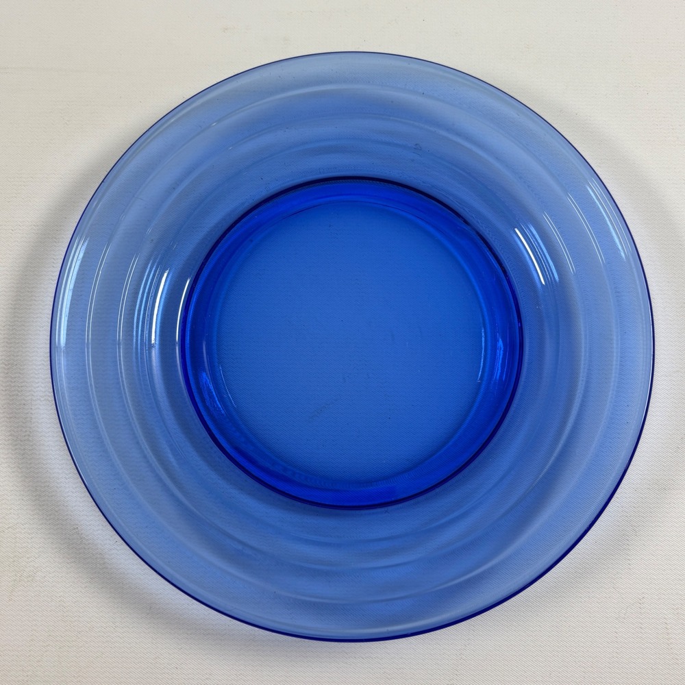 Vintage Hazel Atlas Modertone Cobalt Blue Salad Plate Transparent Glass